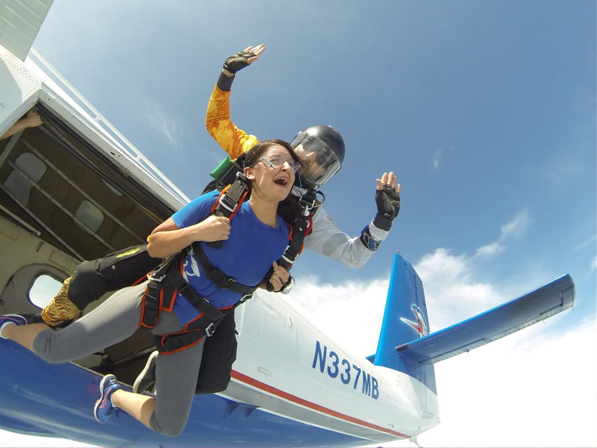 tandem skydiver beginning journey to getting skydiving license at Skydive Orange