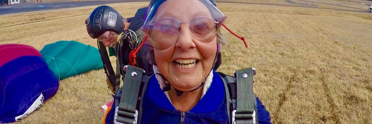 happy skydiver at skydive orange