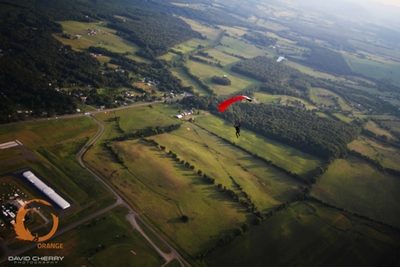 aerial view of Skydive Orange at sunset