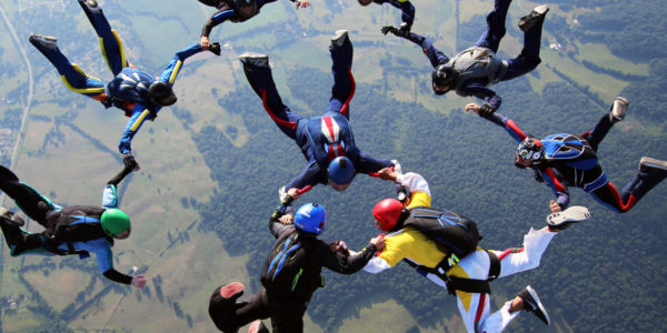 Experienced Skydiver Formation over Skydive Orange