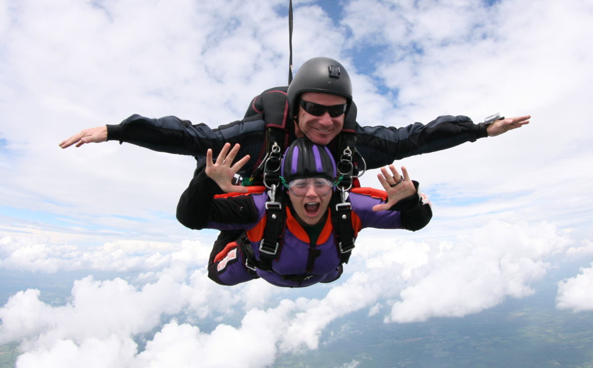 Tandem Skydiver in Freefall at Skydive Orange