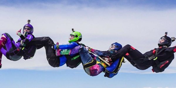 experienced skydivers in freefall