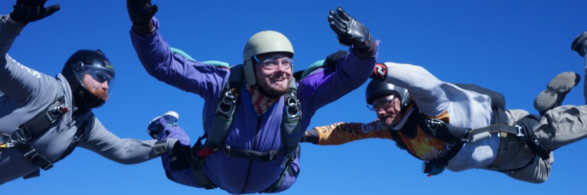 student makes first AFF jump towards skydiving license