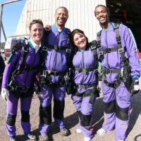 first time skydiving students before jump