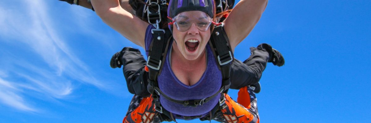 woman makes first jump at Skydive Orange