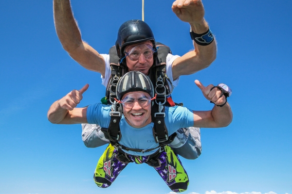 first-time tandem skydiver at skydive orange