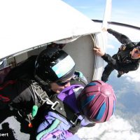 Skydive Orange tandem student about to exit plane