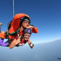 first time skydiver in freefall over Northern Virginia