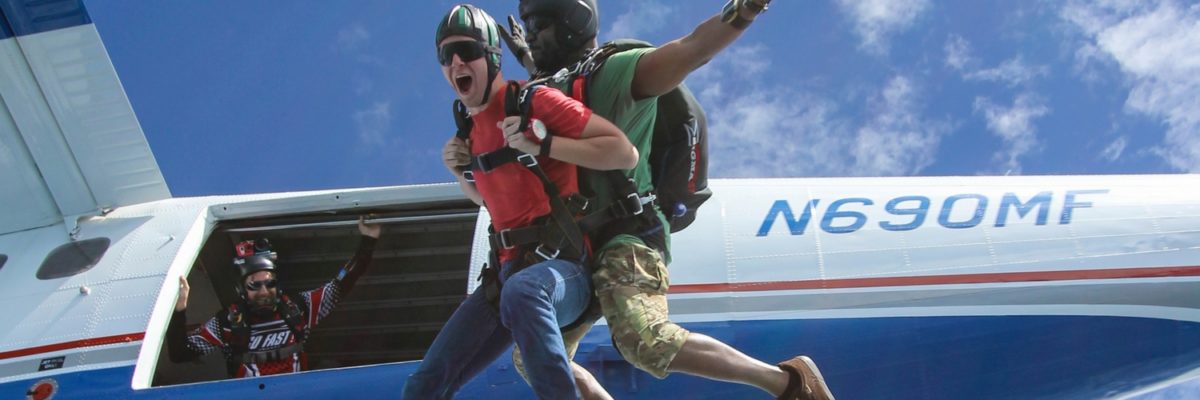 tandem skydiving in beautiful weather