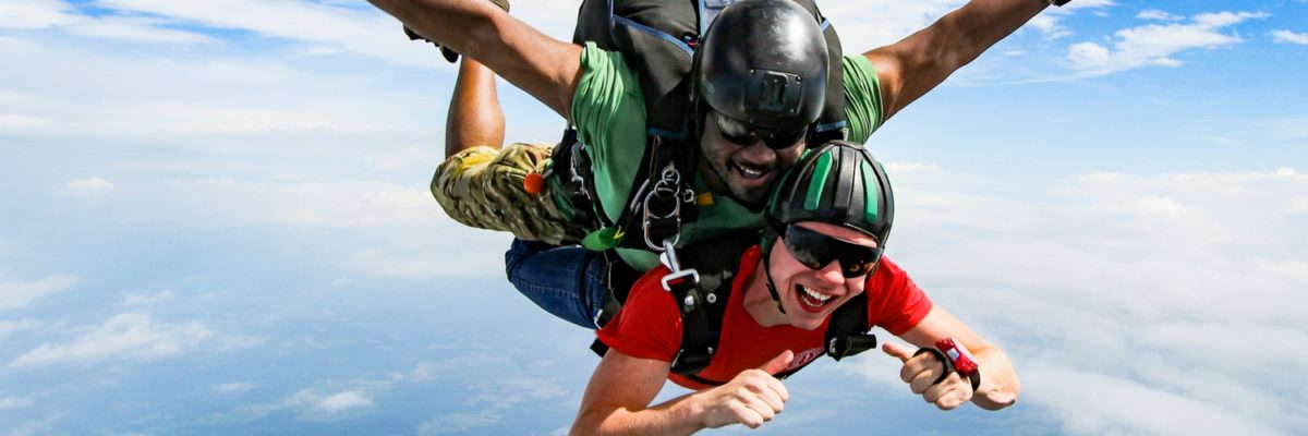 first-time tandem skydiver at skydive orange