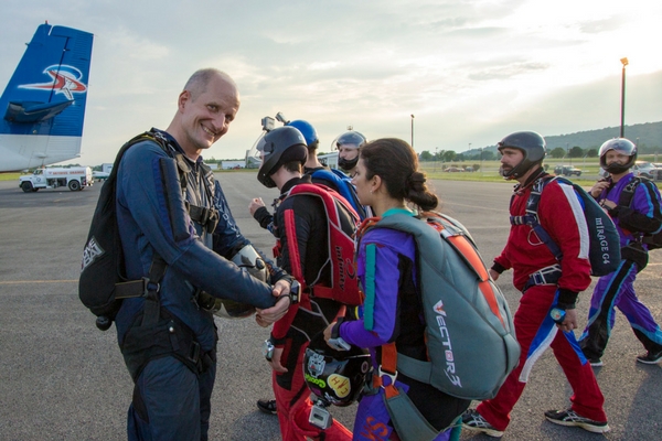 jumpers getting ready to board jump plane