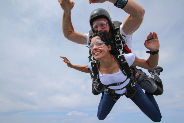 student experiences feeling of skydiving freefall